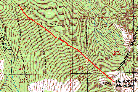 Humpback Mountain via NW ridge map