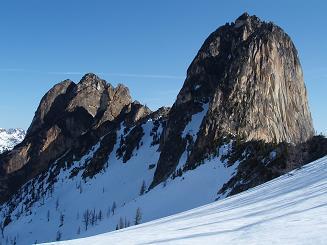 SW sides of South Early Winters Spire and Liberty Bell