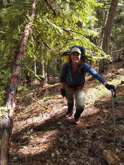 Image of Lindsay under one of the many yew trees we encountered on Monahan's NE slope