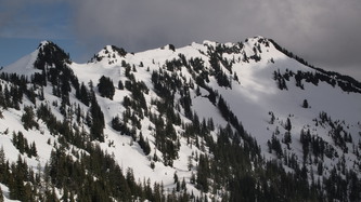 The Dinghy (far left) and Kayak Peak (far right)
