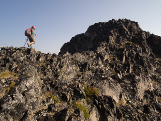 Lindsay on the west ridge of Mount Carru.