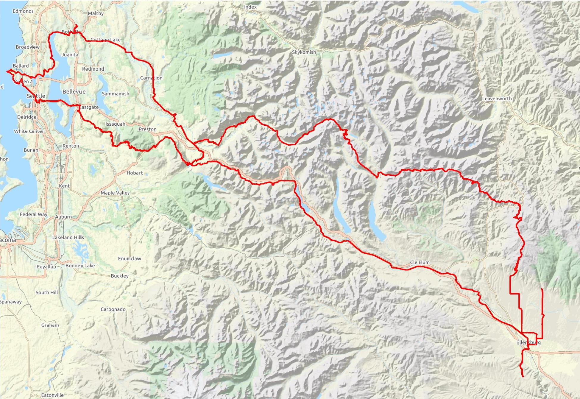 Mountains to Sound Greenway Infinity Loop overview map