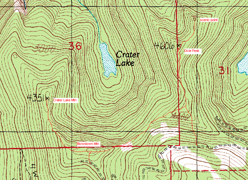 Dixie Peak, Blowdown Mountain and Crater Lake Mountain