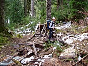 Structure at end of abandoned Cougar Creek trail