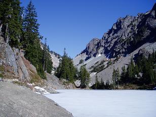 Looking up Melakwa Pass from Melakwa Lake