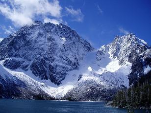 Dragontail Peak and Colchuck Peak over Colchuck Lake