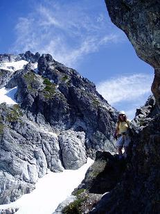 Mary coming down the ridge from Pugh Mountain