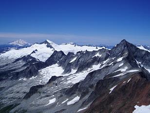Mount Baker, Eldorado Peak, and Forbidden Peak from summit of Sahale Peak