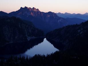 Malachite Peak from our camp on a sub-ridge east of Chetwoot Lake