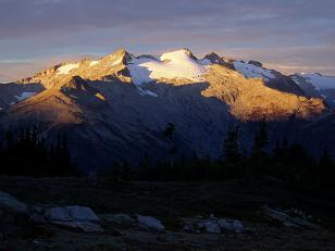 Sunrise on Mount Daniel from above Robin Lake