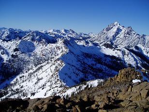 Bean Peak and Mount Stuart from summit of Earl Peak