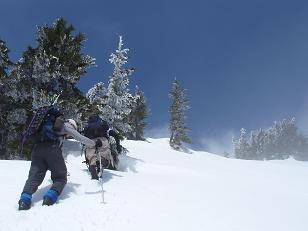 Ascending the SW ridge 50 feet below the summit of Tunnel Vision Peak