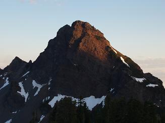 Morning light on Mount Thomson from Alaska Mountain