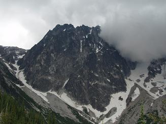 Hail storm boiling down Colchuck Col