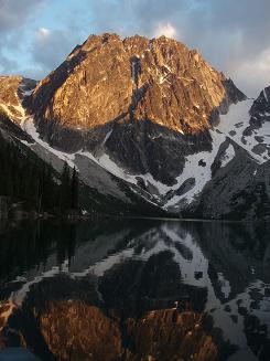 Evening light on Dragontail Peak over Colchuck Lake