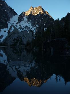 Morning light on Colchuck Peak from Colchuck Lake