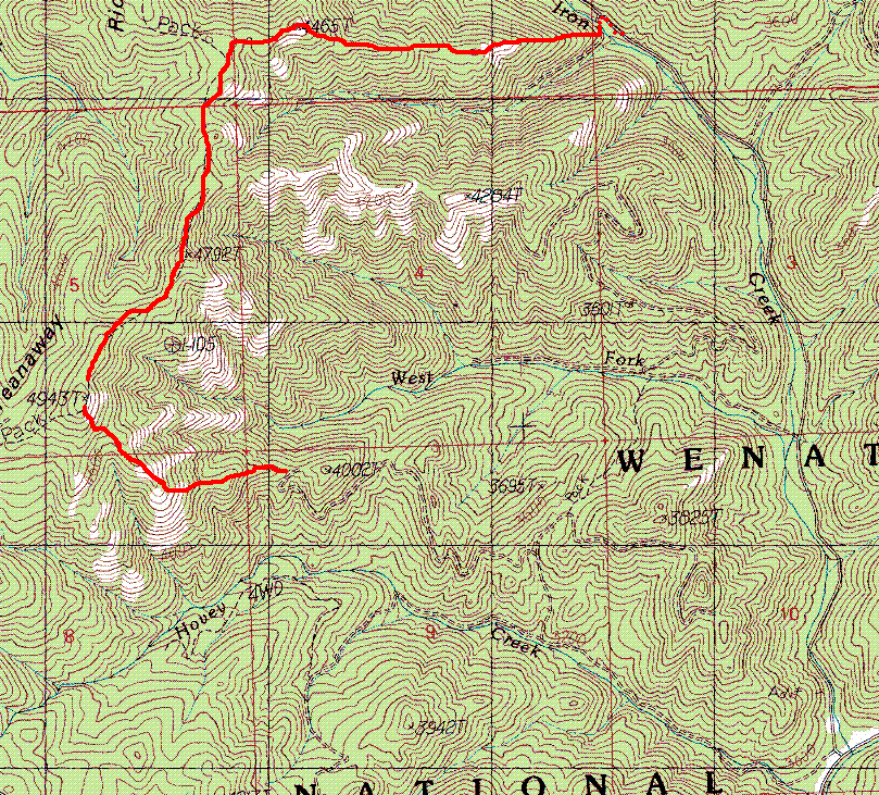 Teanaway Ridge loop route map