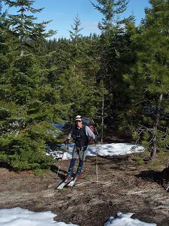 Carla skiing up the trail to Diamond Head