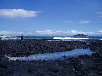 Halape Beach with Keaoi Island in distance