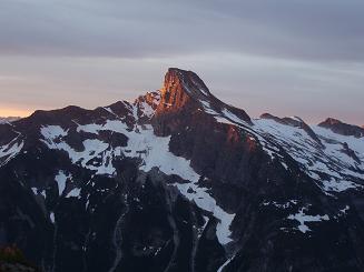 Luna Peak from Sunrise on Luna Peak from our camp above Eiley Lake