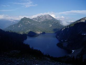 Avalanche Mountain and Snoqualmie Mountain over Snow Lake