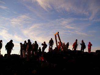 A prayer gate on the summit of Mount Fuji