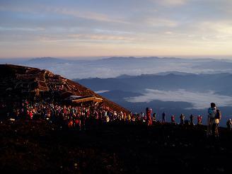 Looking down on the 9th Station on Mount Fuji