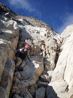 Descending the long, long 3rd class gully