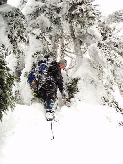 Yana ascending the final ridge of Anaconda Peak