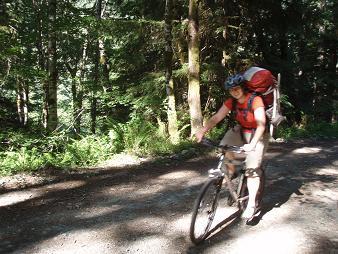 Lindsay riding up the Middle Fork Snoqualmie Road