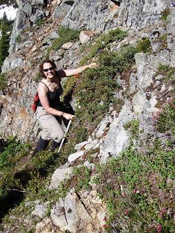 Scrambling up Hardscrabble Peak