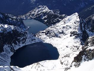 Ares Peak, Venus Lake, and Spade Lake from the east peak of Mount Daniel