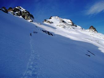 Descending the east basin of Mount Daniel