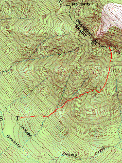 Mount Hardy ski descent route