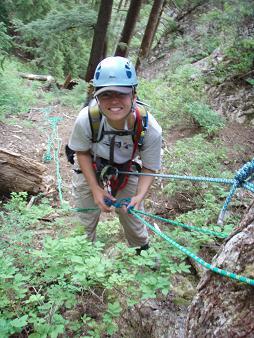 Rapping down the duff gully