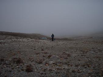 Dispiriting evening weather at Glacier Gap camp