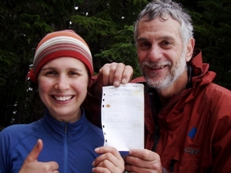 Lindsay, Brett, and the Wild Dare summit register