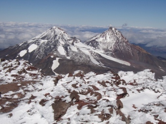 Middle Sister and North Sister from South Sister