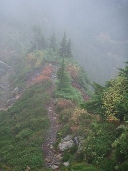 The trail on the north side of Red Pass