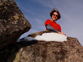 Kevin looking down from the summit rocks