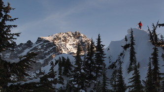 Matt on one of Slodal's false summits, Sloan to the left