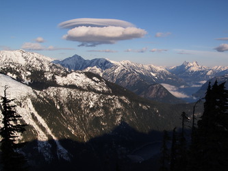 Lenticular, over cumulus, over Mount Prophet