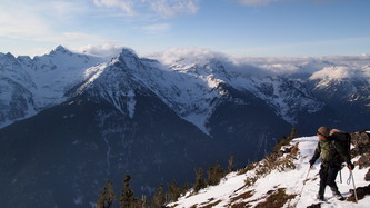 Carla admires Colonial Peak and Snowfield Peak