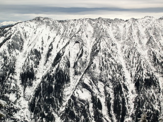 Avalanche chutes! The SW shoulder of Rock Mountain.