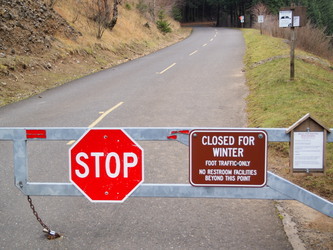 The Hamilton Mountain trail head is at Highway 14 this time of year.