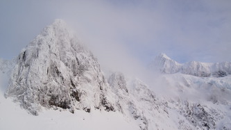 The view from our high point above Lake Ann.  Point 6461 on Shuksan Arm in foreground, Mount Shuksan in back right.