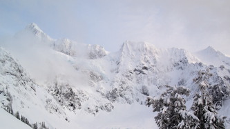 Mount Shuksan (upper left) from our high point above Lake Ann.