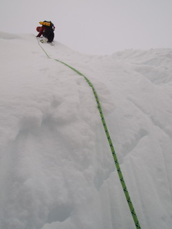 Lindsay descending the summit block