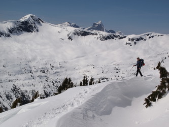 Mount Ross (left) and Triumph over its shoulder