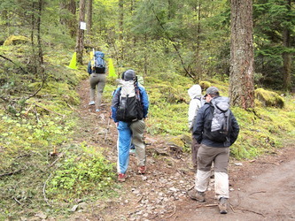 A sign at the trail head said that blowdowns have made the trail difficult if not impossible to hike on.  The sign was out of date, the trail was easily hikeable.